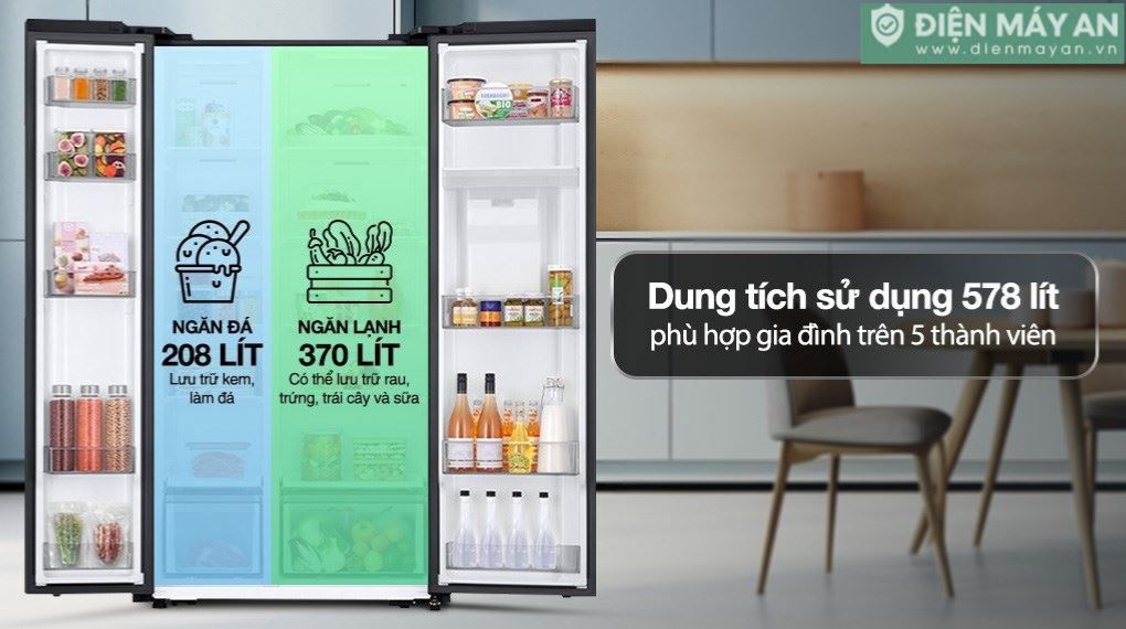 Tủ lạnh Samsung Inverter 578 lít Side By Side RS57DG410EB4SV